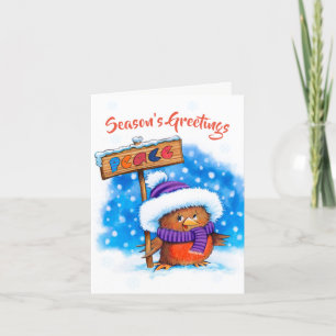 Peace Robin cute christmas card