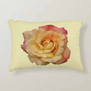 Peace Rose Beautiful Pink and Yellow Floral Decorative Cushion