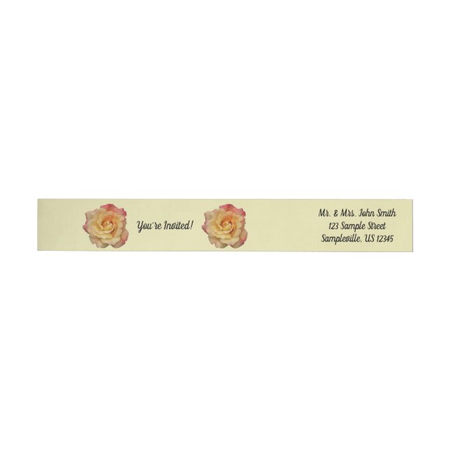 Peace Rose Beautiful Pink and Yellow Floral Wrap Around Label (Individual)