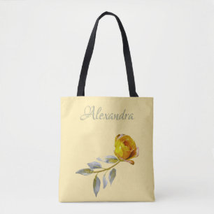 Peace Rose w' Pale Green & Gold leaves Wedding Tote Bag