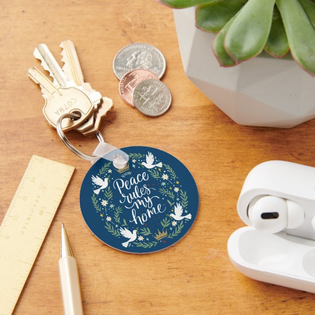 Peace Rules my Home Key Ring (Desk)