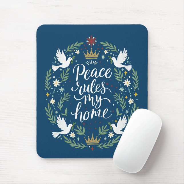 Peace Rules My Home Mouse Mat (With Mouse)