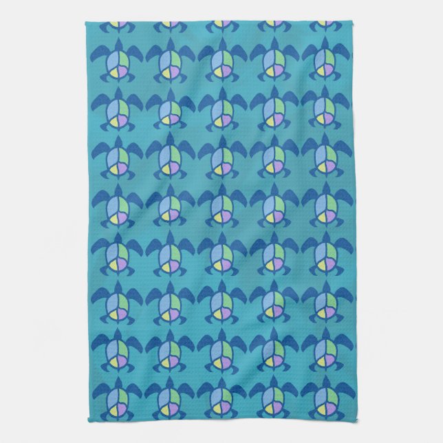 Peace Sea Turtle Kitchen Towels (Vertical)