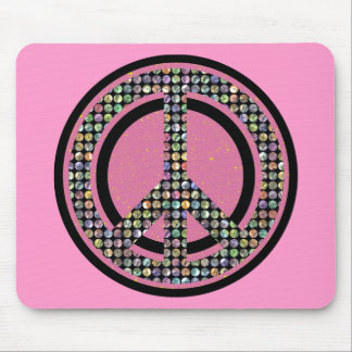 PEACE SEQUINED PINK MOUSE MAT