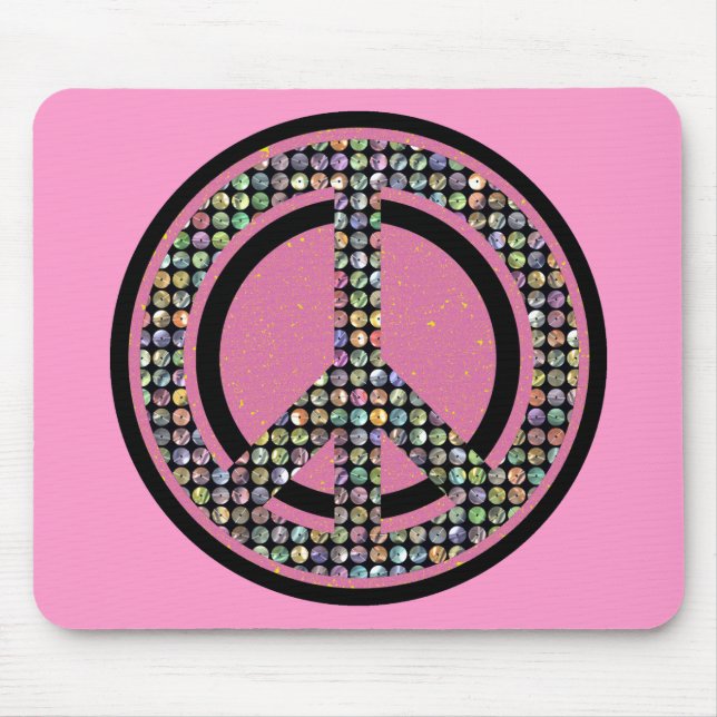 PEACE SEQUINED PINK MOUSE MAT (Front)