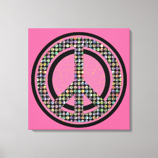 PEACE SEQUINED PINK Wrapped Canvas Print
