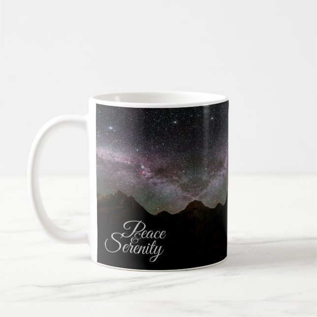 Peace & Serenity Mountain Night Sky Coffee Mug (Left)