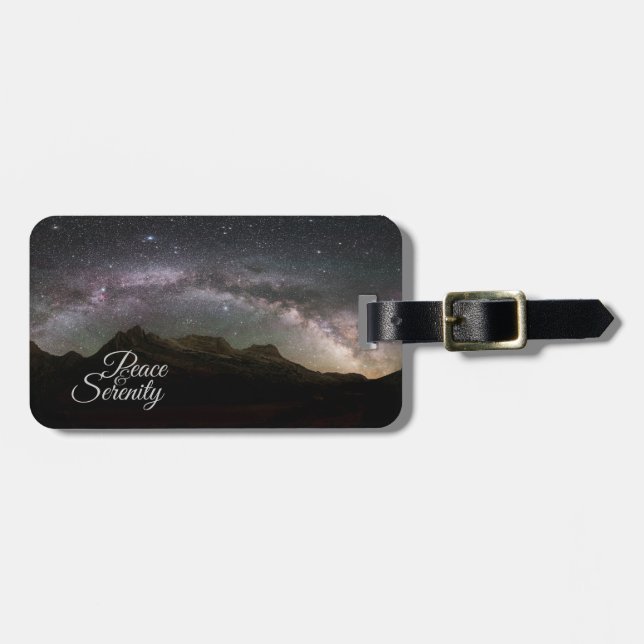 Peace & Serenity Mountain Night Sky Luggage Tag (Front Horizontal)