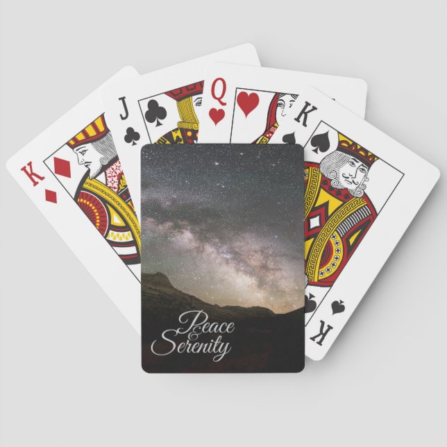 Peace & Serenity Mountain Night Sky Playing Cards (Back)