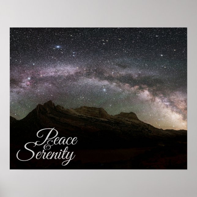 Peace & Serenity Mountain Night Sky Poster (Front)