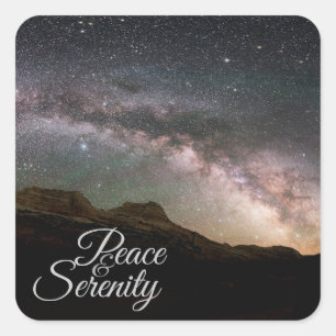 Peace & Serenity Mountain Night Sky Square Sticker