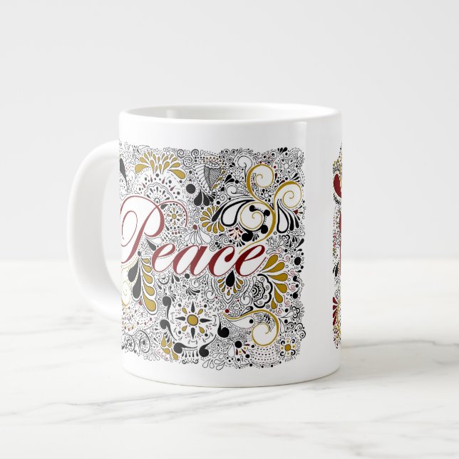 Peace & Shalom (in Hebrew) - Jumbo Coffee Mug (Front Left)