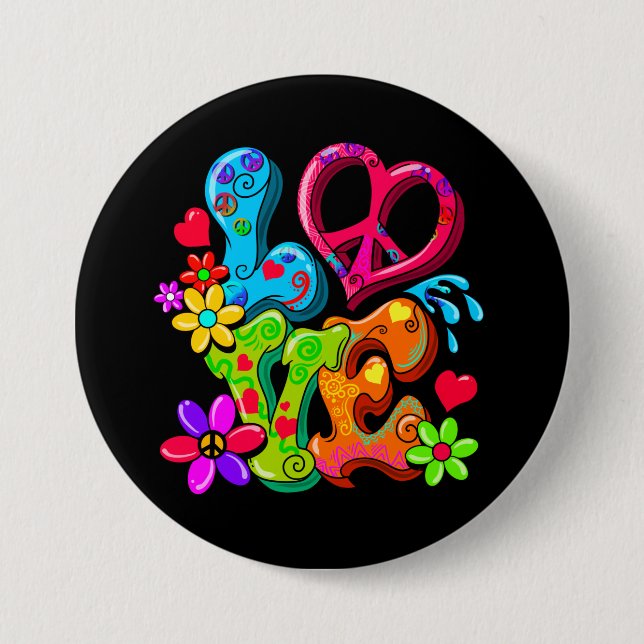 Peace Sign 60s Anti War Hippy Love 7.5 Cm Round Badge (Front)