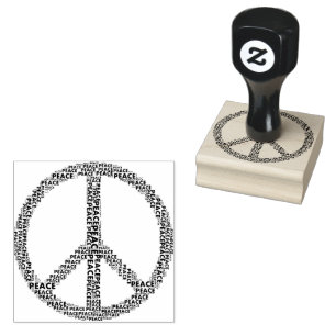 Peace Sign 60s Circle Arrow Rubber Stamp