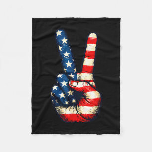 Peace sign 60's vintage 4th of july 70's hippie fleece blanket
