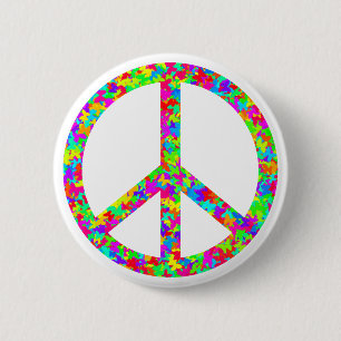 peace sign 6 cm round badge