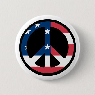peace sign 6 cm round badge