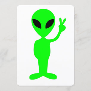peace sign alien cute invitation