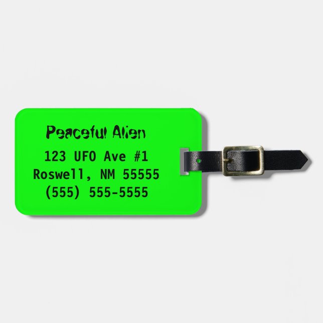 Peace Sign Alien Luggage Tag (Front Horizontal)