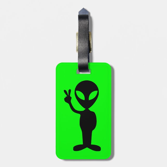 Peace Sign Alien Luggage Tag (Back Vertical)