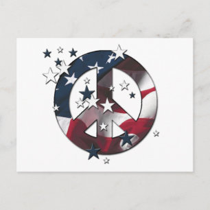 Peace Sign American Stars & Stripes Flag Postcard