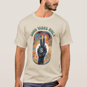 Peace Sign Among Flowers: Good Vibes Only T-Shirt