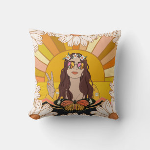 Peace Sign and Butterfly Cushion