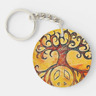 Peace Sign and Tree Acrylic Keychain 