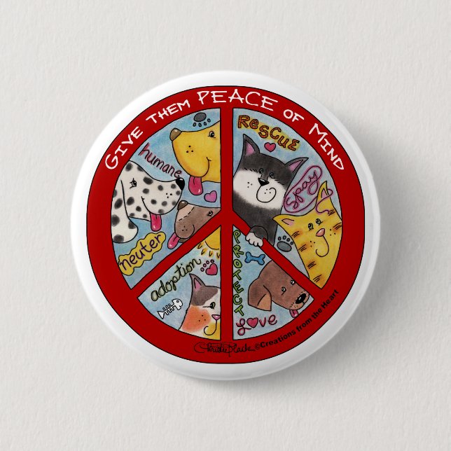 Peace Sign-Animal Protection 6 Cm Round Badge (Front)