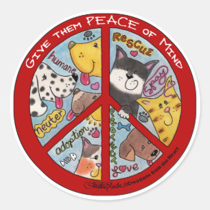 Peace Sign-Animal Protection Classic Round Sticker