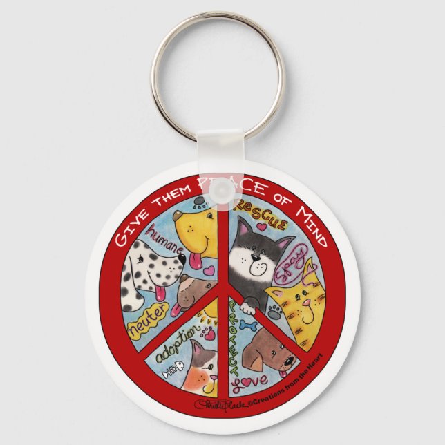 Peace Sign-Animal Protection Key Ring (Front)