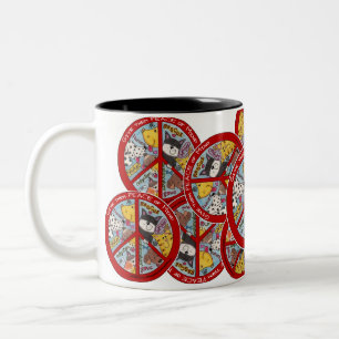 Peace Sign-Animal Protection Two-Tone Coffee Mug