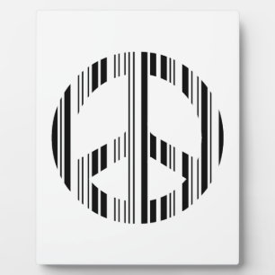 PEACE SIGN BAR CODE Hippie Barcode Pattern Design Plaque