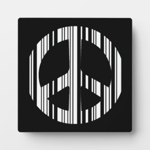 PEACE SIGN BAR CODE Hippie Barcode Pattern Design Plaque