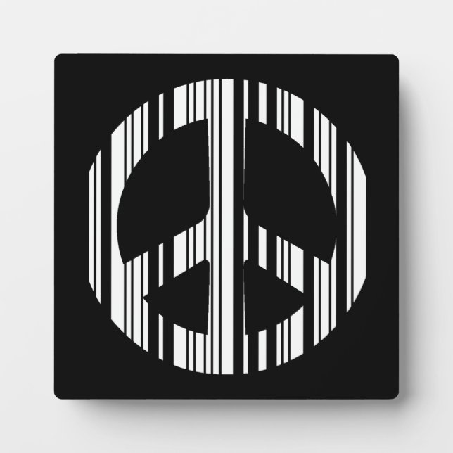 PEACE SIGN BAR CODE Hippie Barcode Pattern Design Plaque (Front)