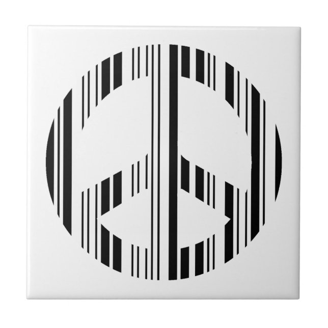 PEACE SIGN BAR CODE Hippie Barcode Pattern Design Tile (Front)