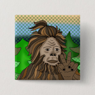 Peace Sign Bigfoot Sasquatch   15 Cm Square Badge