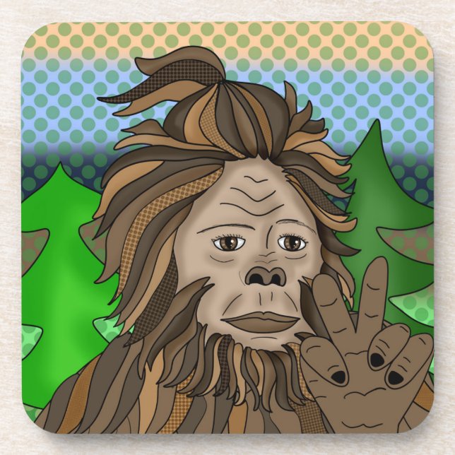 Peace Sign Bigfoot Sasquatch  Coaster (Front)