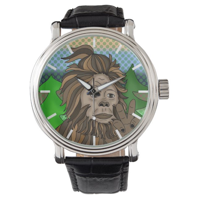 Peace Sign Bigfoot Sasquatch  Watch (Front)