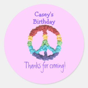 Peace sign birthday favour label