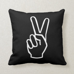 Peace Sign Black and White Pillow