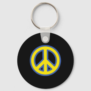 Peace Sign - Blue And Yellow Ukrainian Flag Solida Key Ring