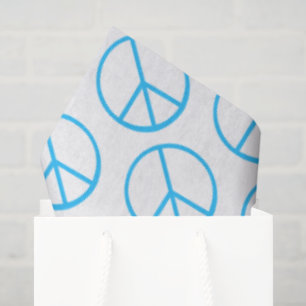 Peace Sign Blue Groovy Retro Fun Tissue Paper
