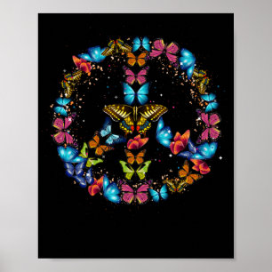 Peace Sign Butterflies 60s Retro World 70s Hippie