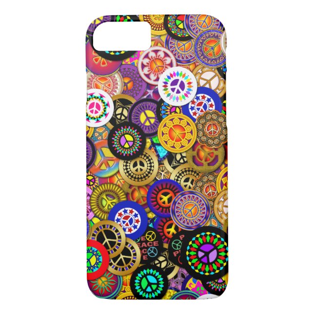 Peace Sign Buttons Collage Case-Mate iPhone Case (Back)