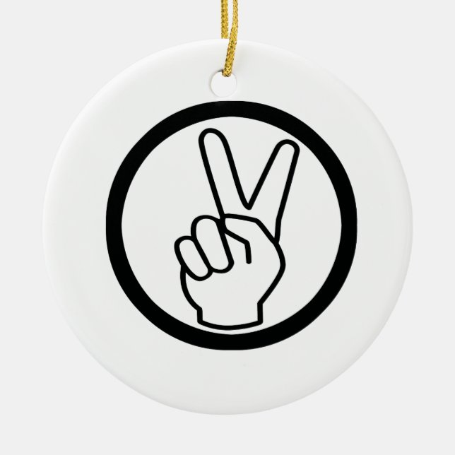 Peace Sign Ceramic Tree Decoration (Front)