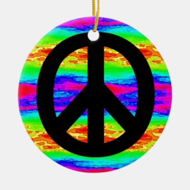 Peace Sign Ceramic Tree Decoration (Front)