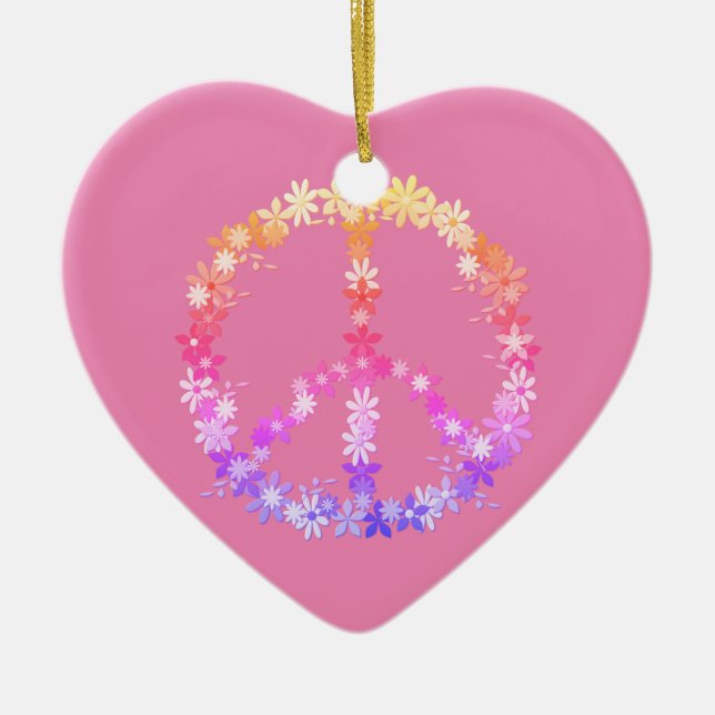 Peace sign ceramic tree decoration (Front)