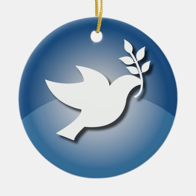Peace Sign Ceramic Tree Decoration (Front)