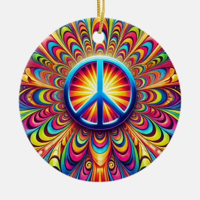 Peace Sign Ceramic Tree Decoration (Front)